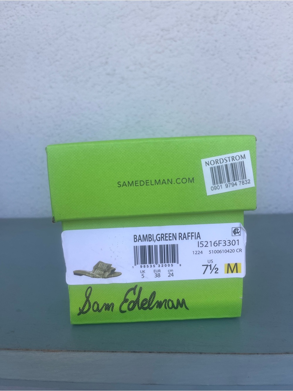 Sam Edelman Green Woven Slide Sandals with Decorative Buckle, Shoe Box included - Picture 8 of 8